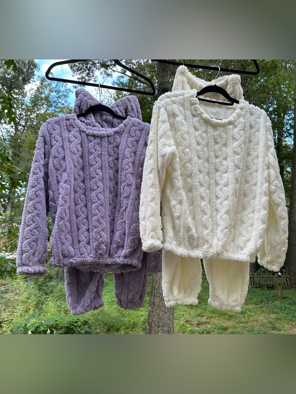 Two Faux Fur Cable Look Lounging Sets NWOT